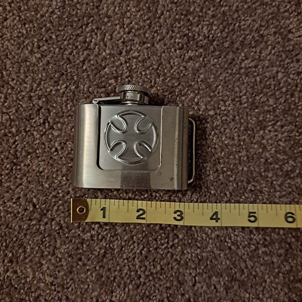 Vintage Body Rage Steel Flask Iron Cross Belt Buckle - Picture 3 of 8